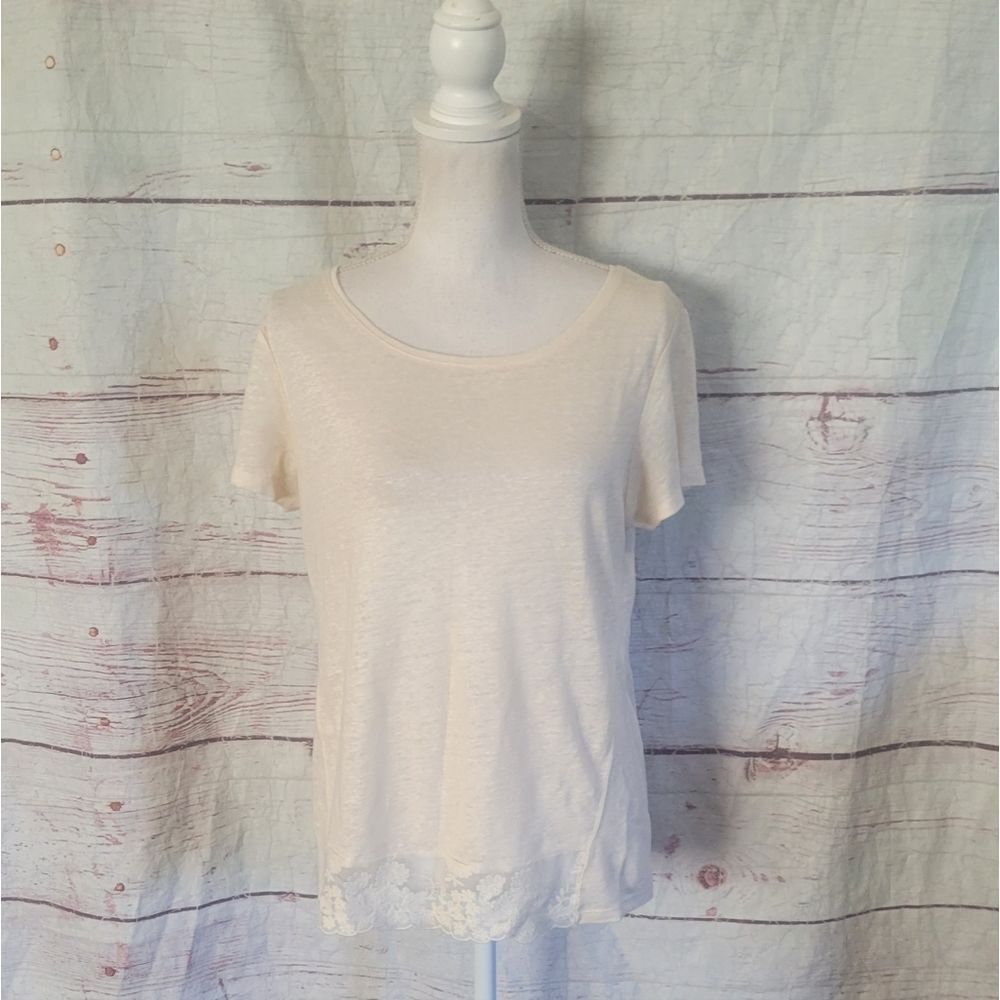 Sundance‎ Linen Loves Lace Top Size Small